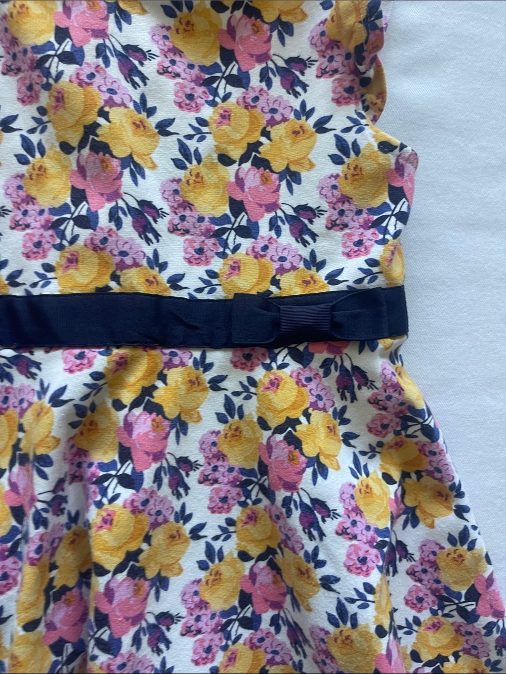 Janie and Jack White Girls 5 Floral Dress with Yellow and Pink Roses - Picture 5 of 9